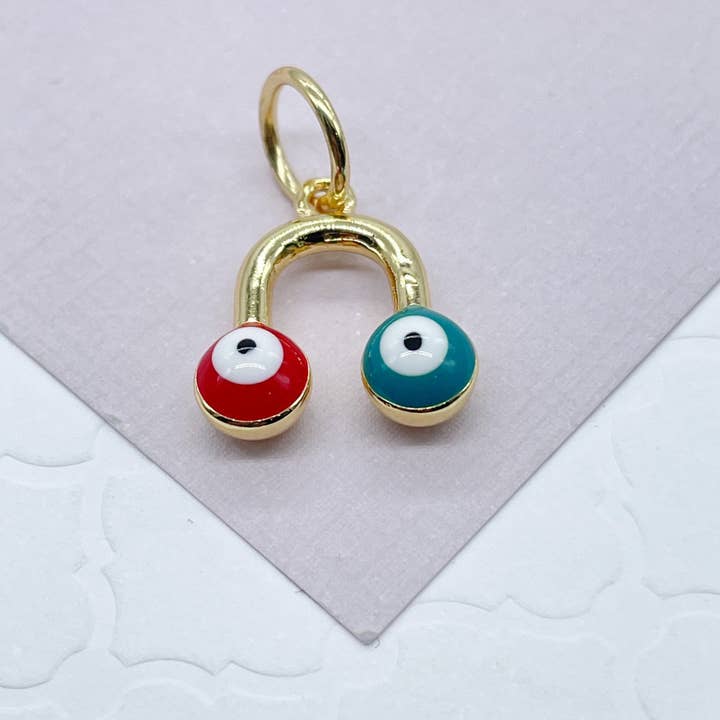 Milie - Wholesale Pendant/charm necklace - 18k GF Colorful Evil Eye Enamel Pendant8