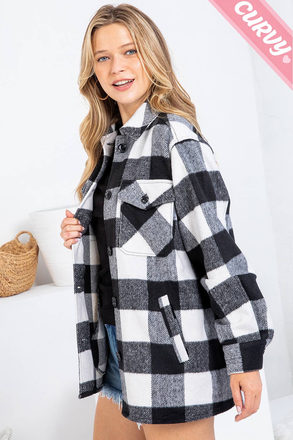 Sweet Lovely by Jen - Wholesale Shirt Jacket/Shacket - Women's - OUTERWEAR PLUS SIZE  FLANNEL  SHACKET 27