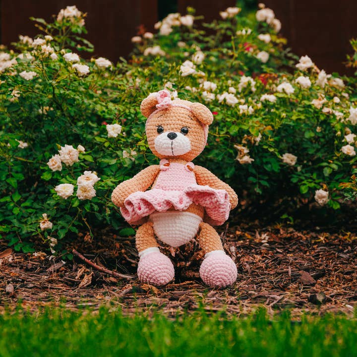 Magnetic Soul - Wholesale Stuffed/Plush Toy - Kids & Baby - Handmade Crochet Teddy Bear in Pink Dress – Soft Amigurumi P1