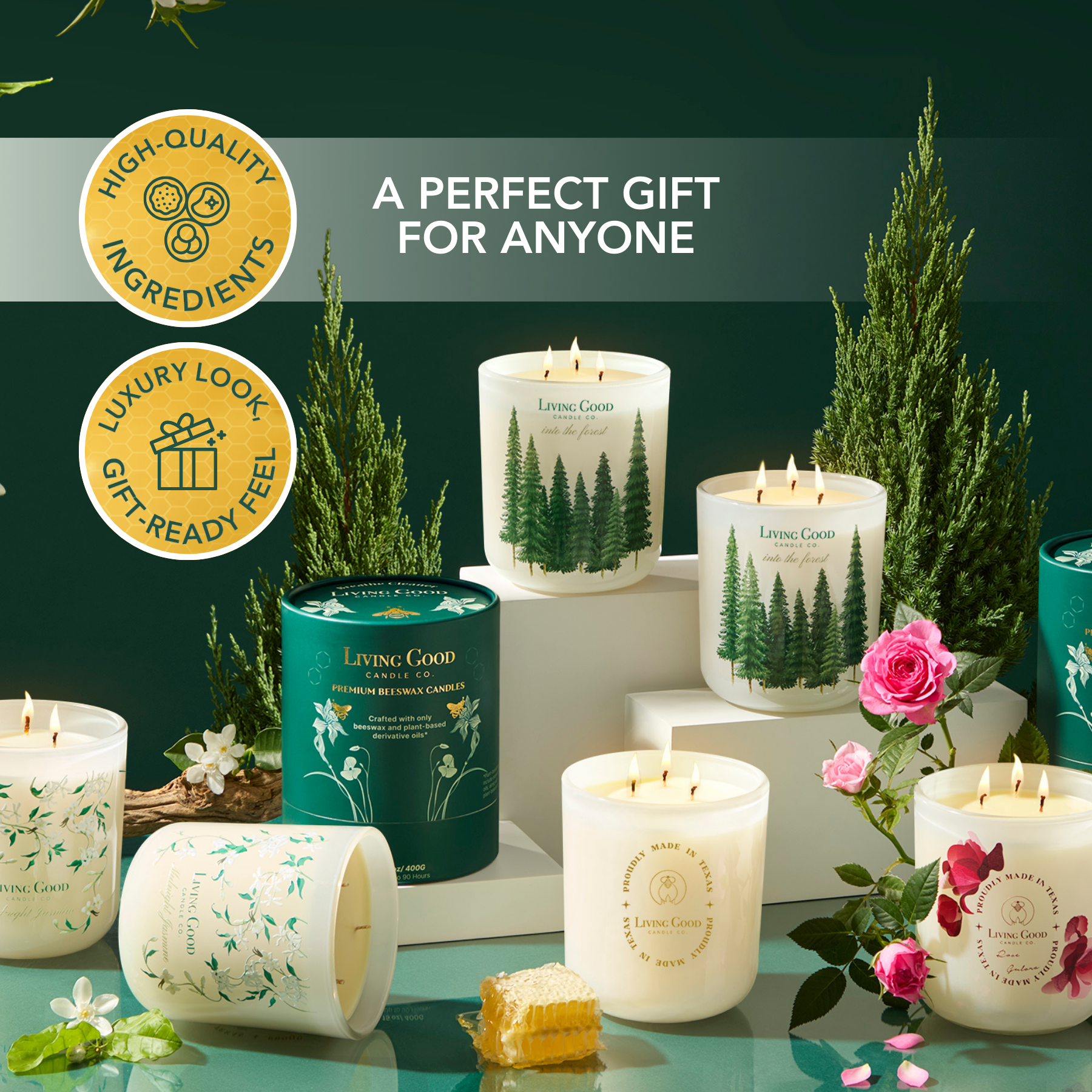 Living Good Candle Co. - Wholesale Jar/Filled Candle - Into The Forest - Beeswax Candle - Pine & Eucalyptus6