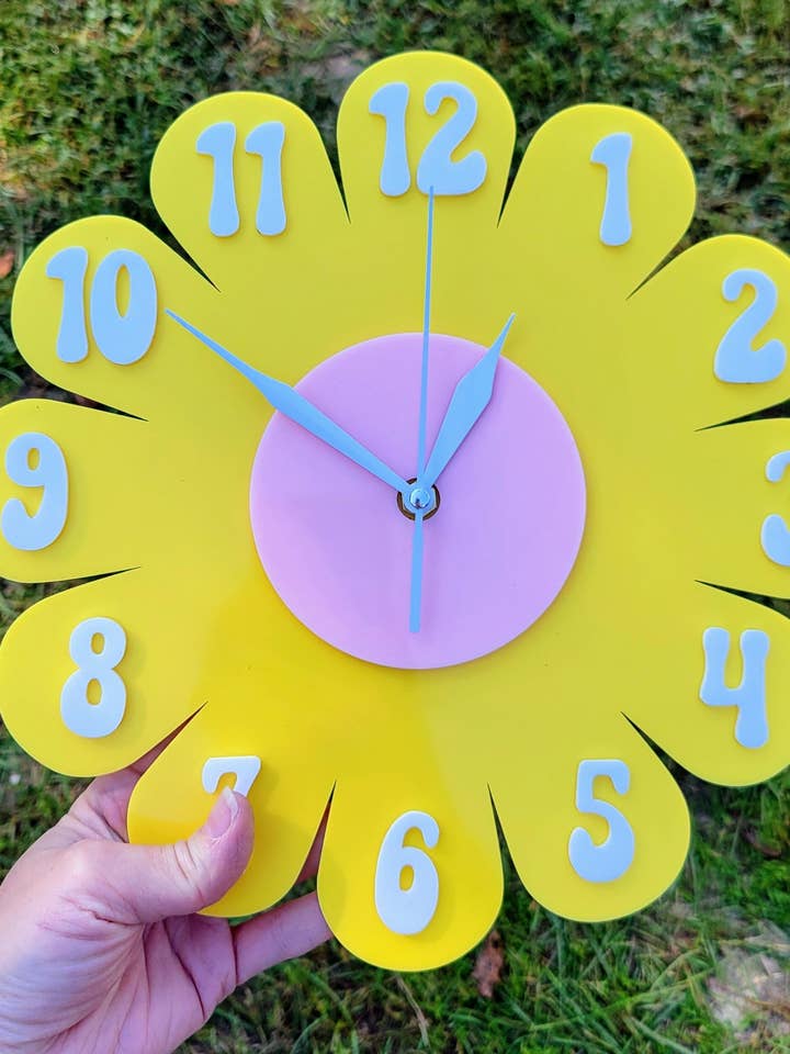 Yellow Daisy Wall Clock for wholesale by Shelfish Modern