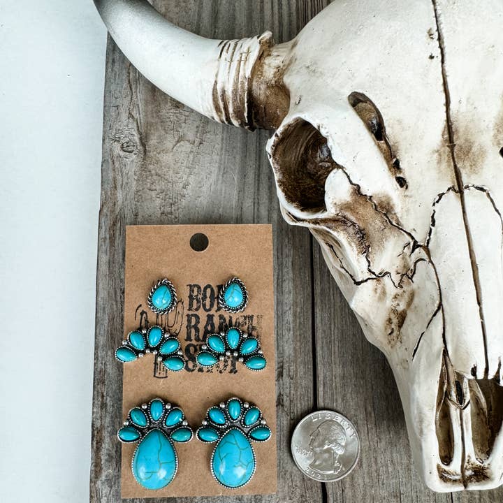 Boho Ranch Shop - Wholesale Jewelry Set - 3 Pair Western Earring Set3