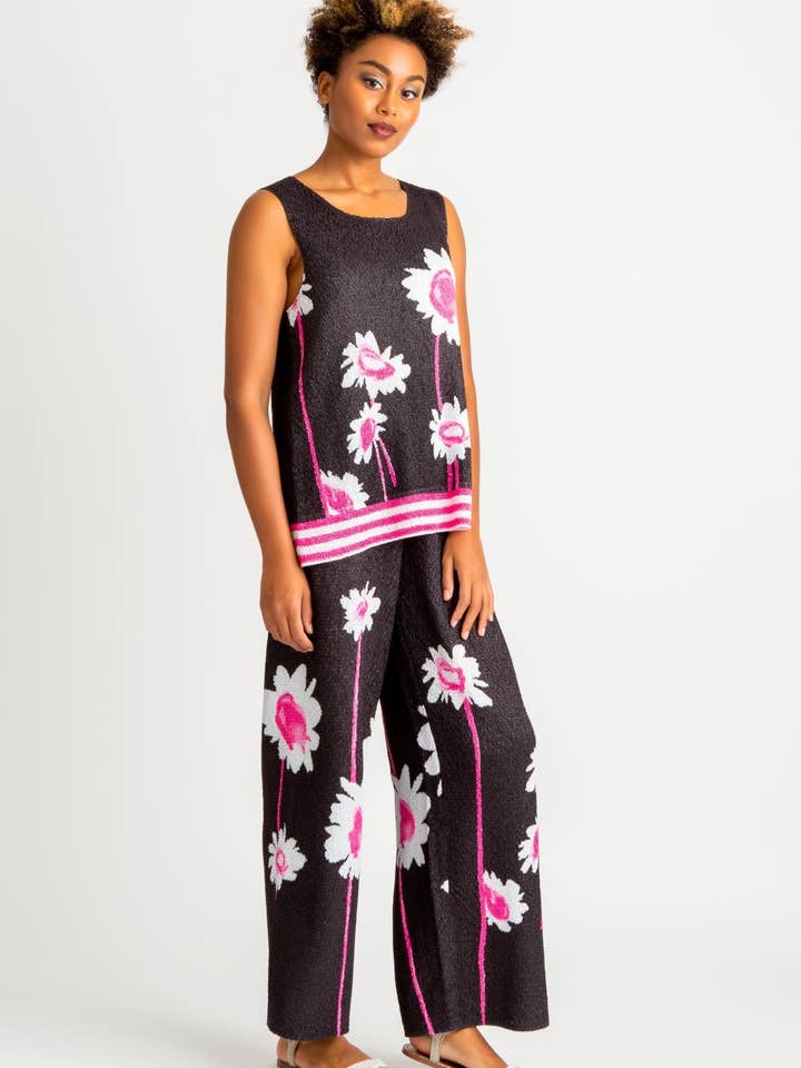 Débardeur floral froissé abstrait à longue tige pour la vente par ZYM