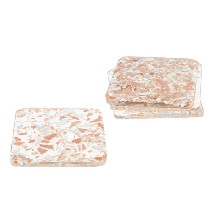 Pink Terrazzo Glass Coaster Set for wholesale by Godinger