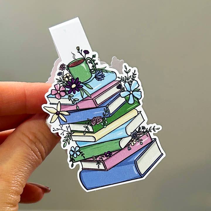The Flower Book Stack Magnetic Bookmark for wholesale by Paperback Post