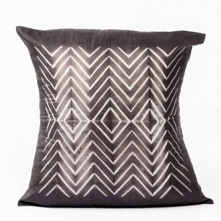 Variously - Wholesale Throw/Decorative Pillow - Naami Indigo Shibori Silk Modern Artisanal Pillow8