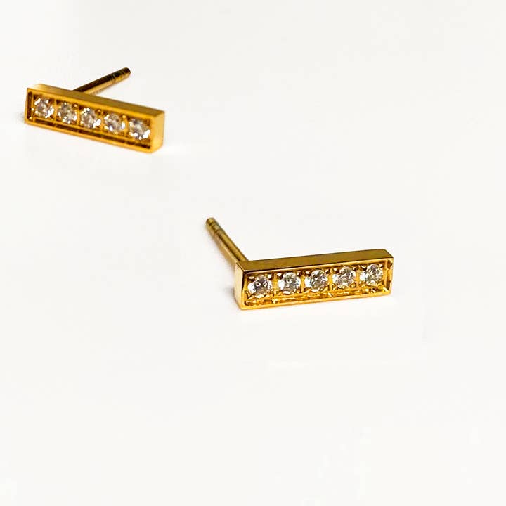 CLEARANCE-Crystals Bar-Everyday Earrings Rose,Yellow or Whit for wholesale by Liventi Jewelry