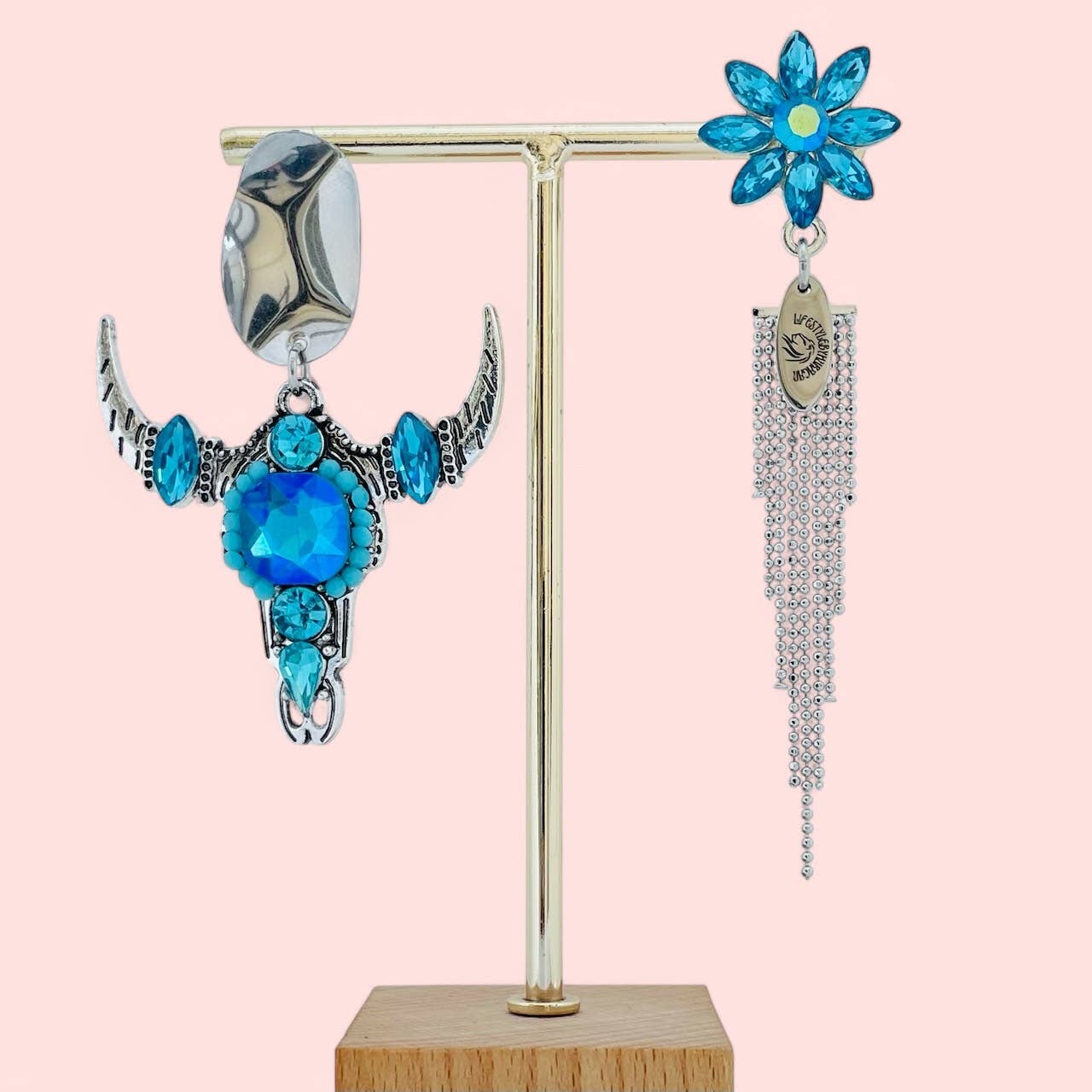 Huracan – Conjunto de joias por atacado – Conjunto de Brincos Rynlee Prata e Azul1