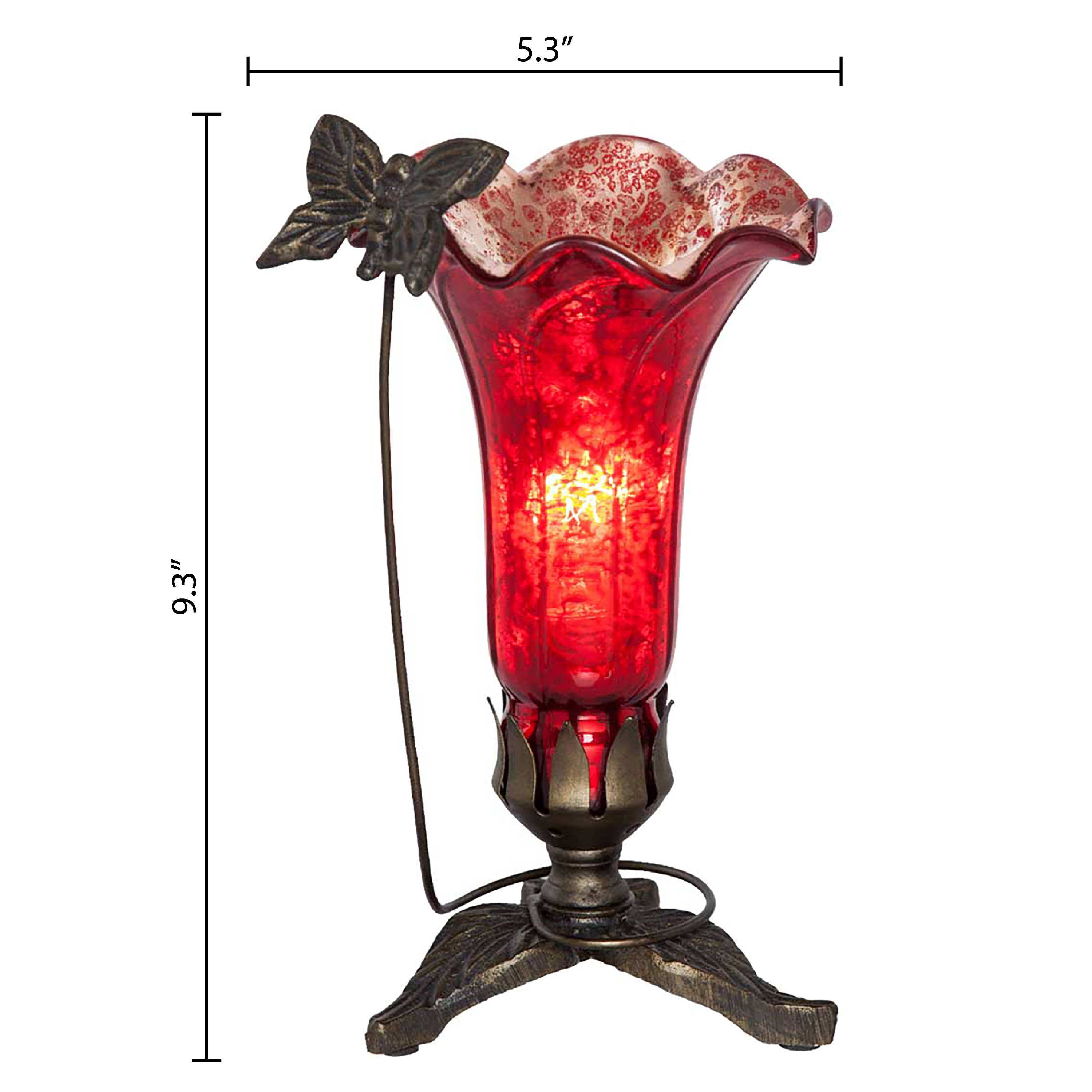 River of Goods - Wholesale Accent/Desk Lamp - 9"H Red Hand Blown Mercury Glass Butterfly Lily Lamp2