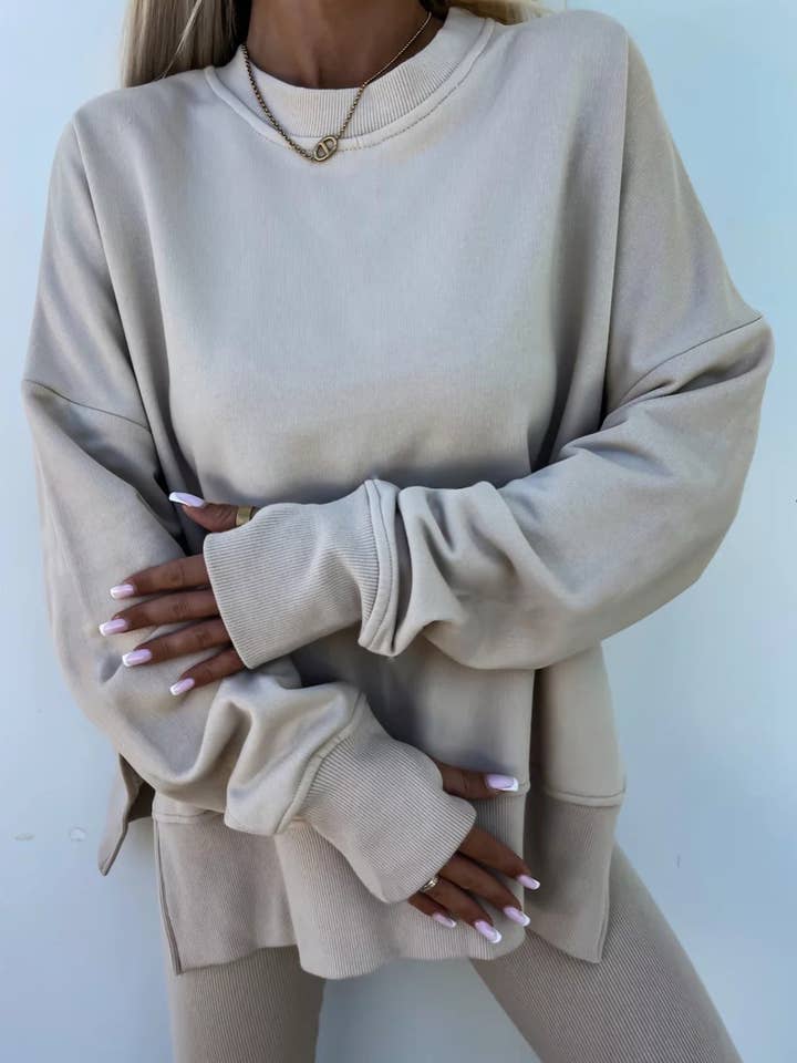 Rosa Clothing - Wholesale Lounge Set - Women's - slouchy plain sweatshirt & leggings set