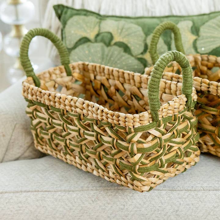 Evergreen Handwoven Storage Basket-Small for wholesale by Rahab's Rope