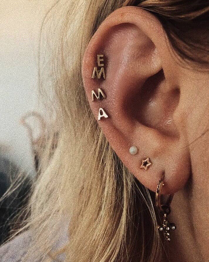 Tiny Initial Studs // Sterling Silver (individual studs) for wholesale on Faire1