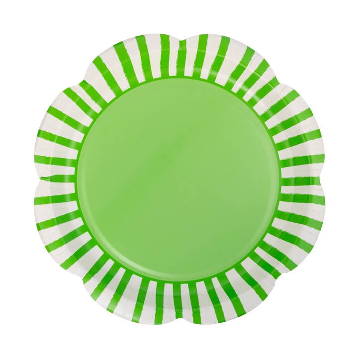 PAR1133 - Green Striped Scallops 9" Plate for wholesale by My Mind’s Eye