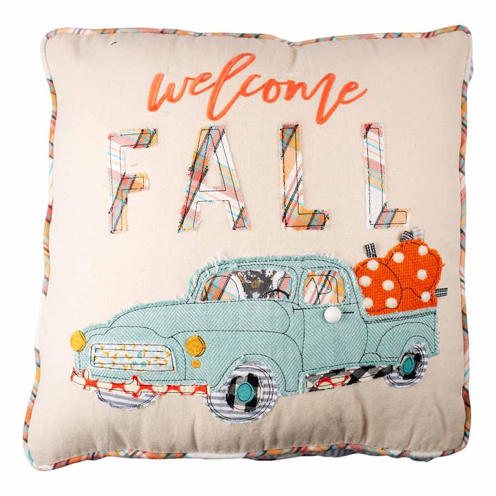 Welcome Fall Pumpkin Truck Pillow - Fall Decor for wholesale by Glory Haus