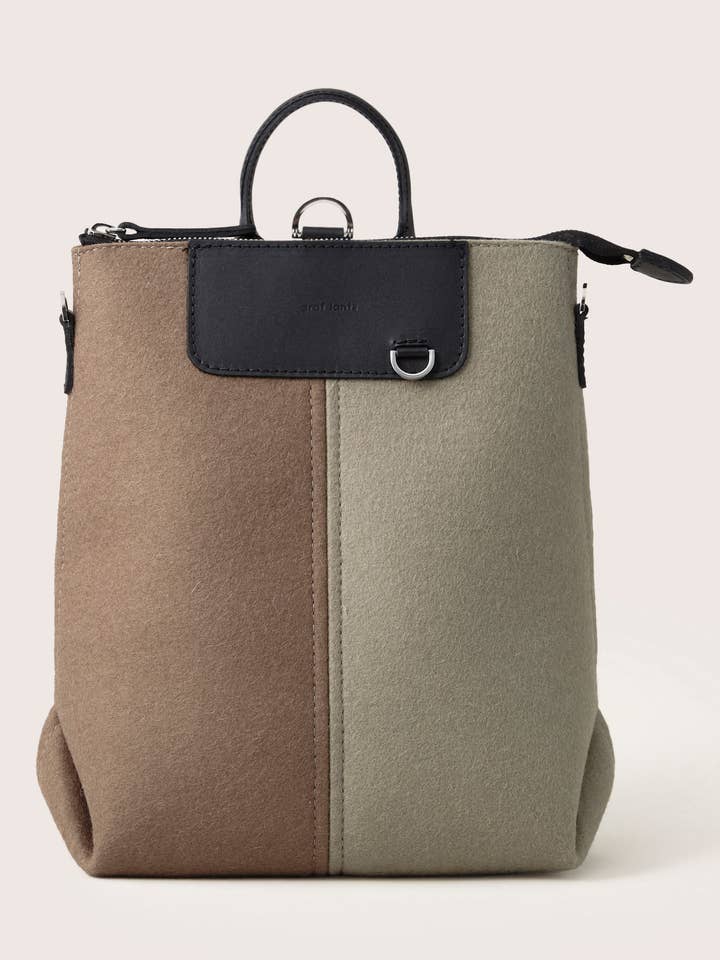 Bedford Merino Wool Midi Colorblock Backpack - Cumin / Clay for wholesale by Graf Lantz