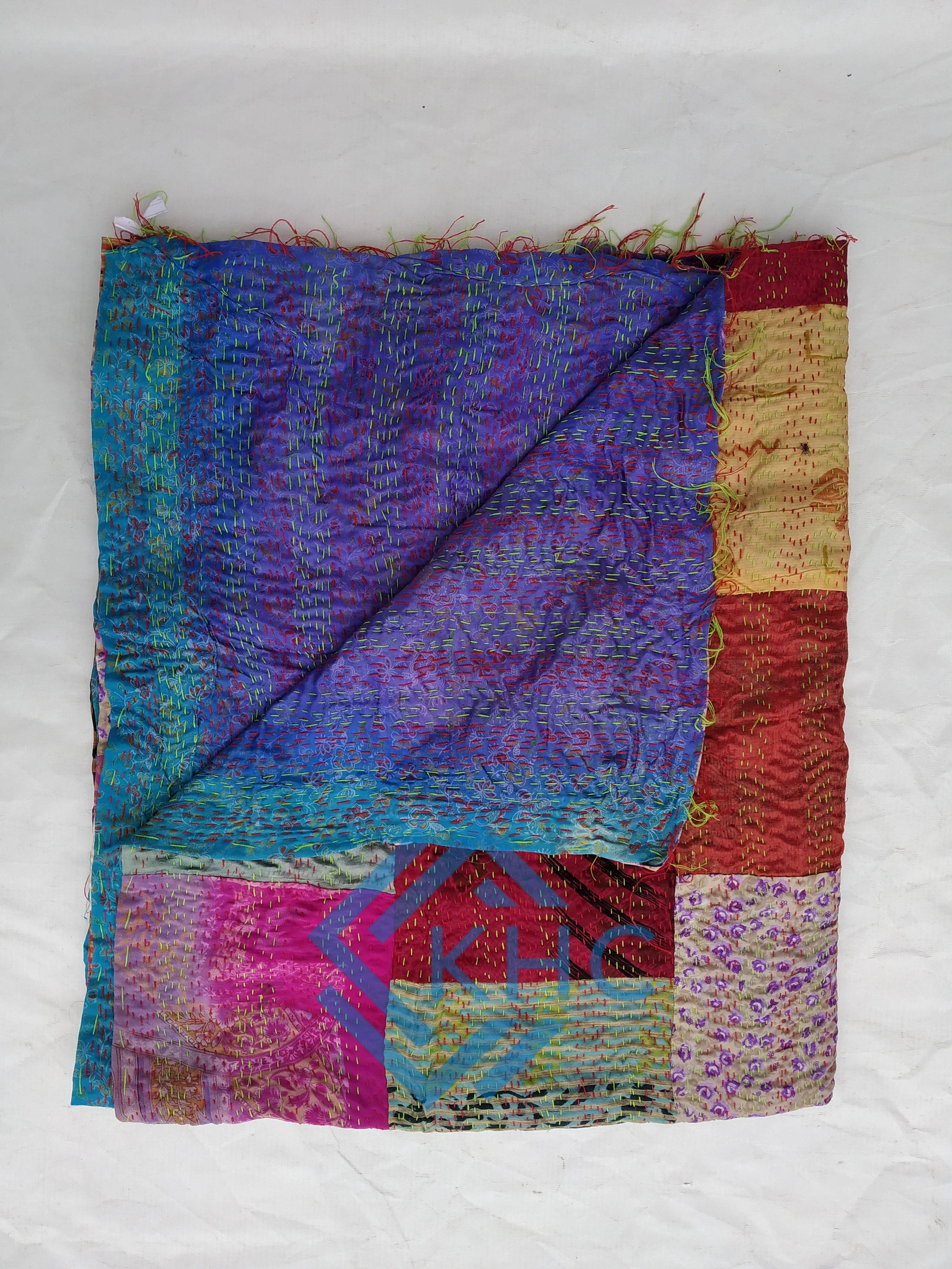 KHC - Wholesale Scarf - Women's - Indian Handmade Kantha Patchwork Silk Scarves Lot Of 5 Pcs4