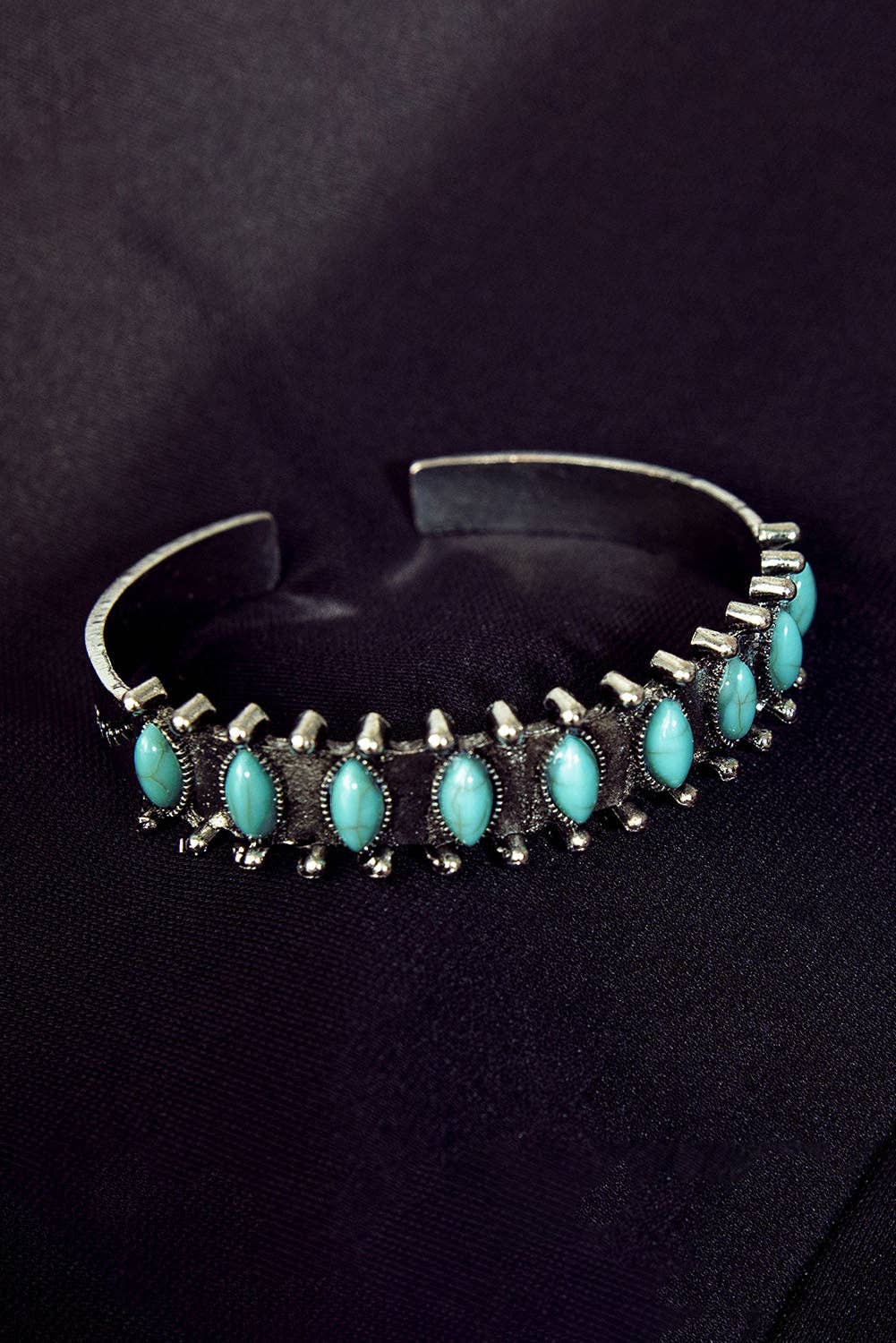 Green Boho Turquoise Gem Beaded Open Bracelet for wholesale on Faire4