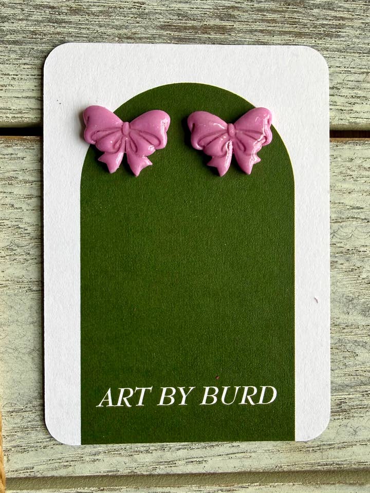 Pink Bow Studs for wholesale by Art by Burd