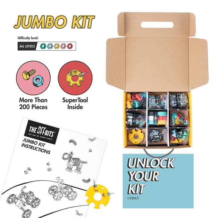 The OffBits – Großhandel Baukasten – Kinder – Jumbo Kit: Spielzeugbausatz mit offenem Ende, nachhaltiges Spielzeuggeschenk1