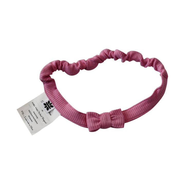 Diadema con Lazo Pequeño de Canalé en Rosa Cachemira para venta al por mayor de Sweet Bamboo