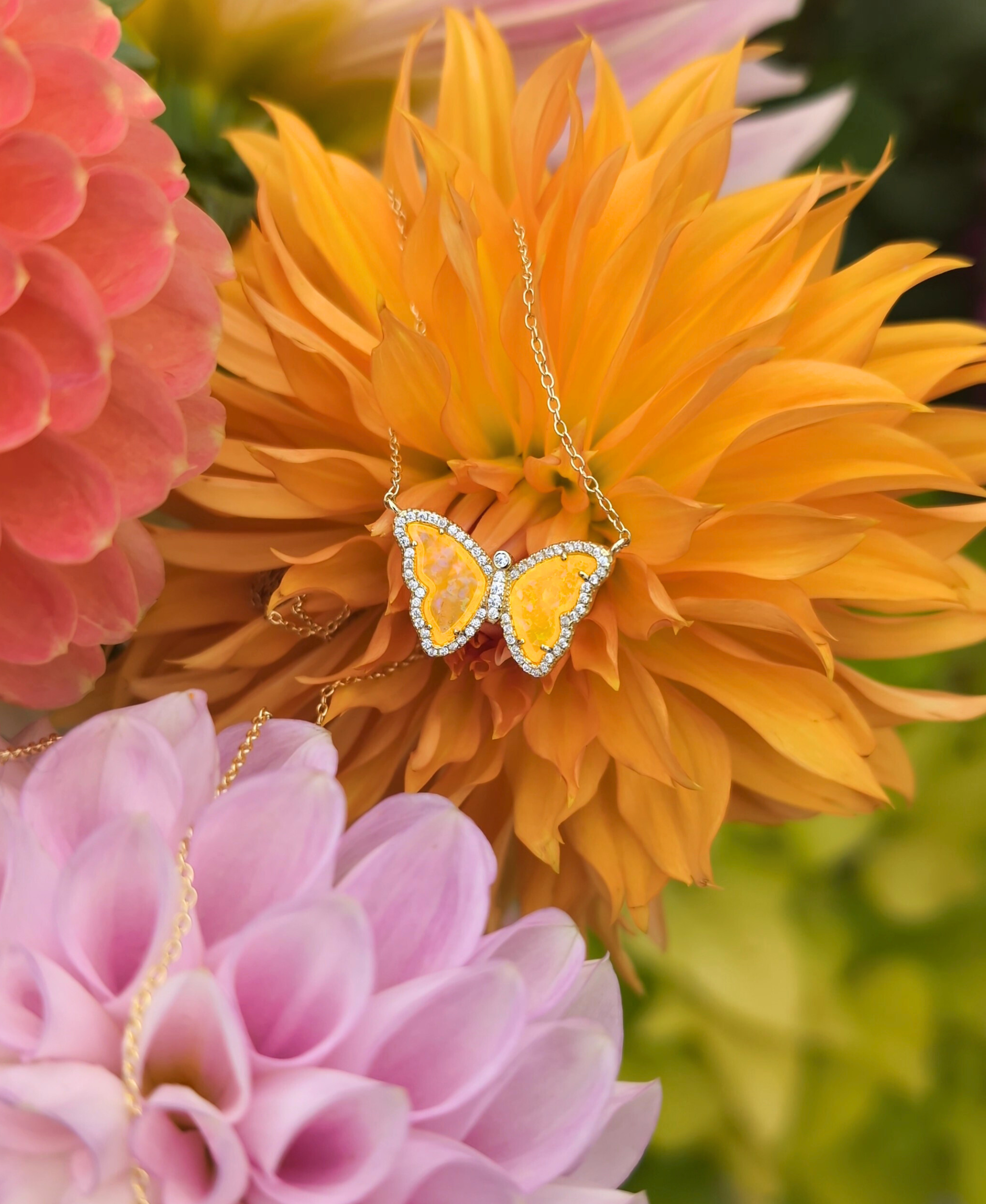 Kamaria Jewelry - Wholesale Pendant/Charm Necklace - Opal Butterfly Necklace With Crystals60