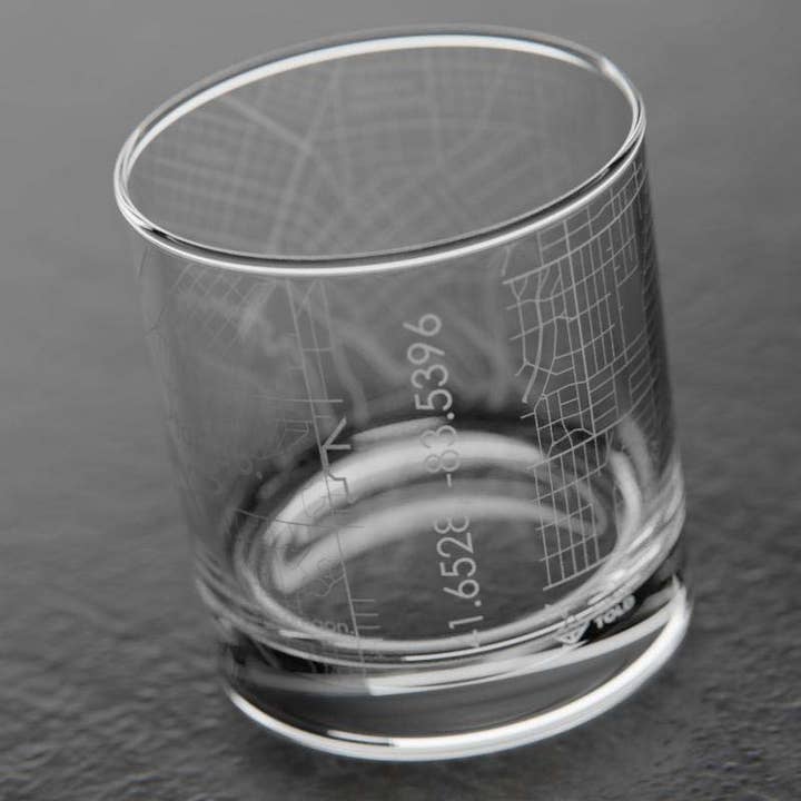 Well Told - Wholesale Cocktail/Liquor Glass - Toledo, OH City Map - Etched Whiskey Rocks Glass4