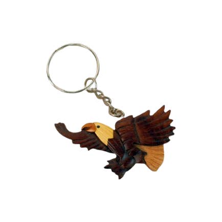 Paradigm Imports - Wholesale Keychain - Unisex - Eagle Keychain - Handcrafted from recycled hardwoods