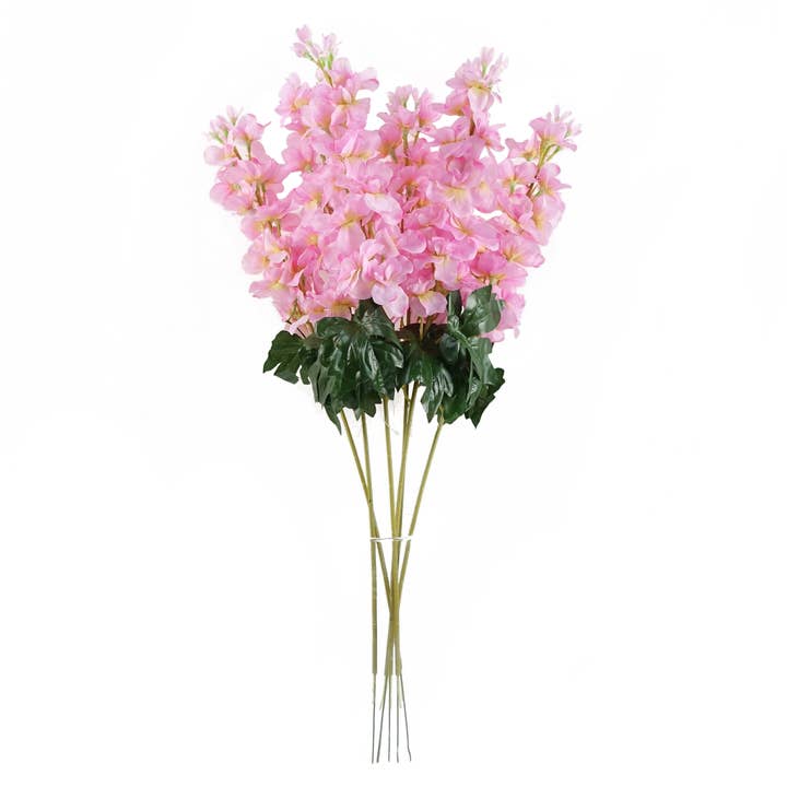 Pack 6x Artificial Flowers Delphinium Pink Stem 75cm for wholesale by Leaf Design UK LTD