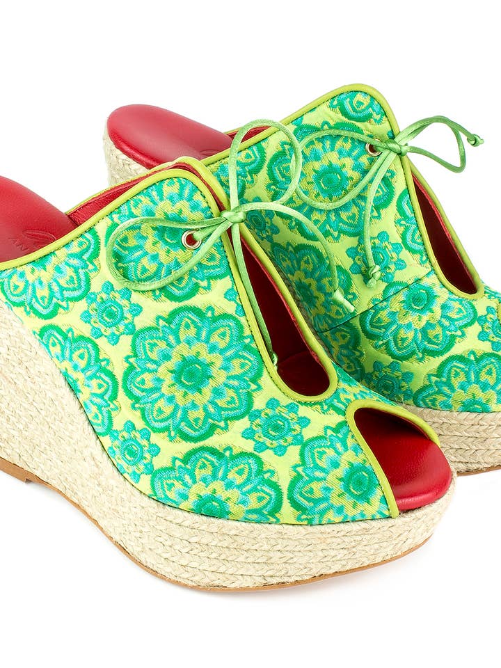 Aphrodite Jacquard Citron Mule for wholesale by Anna de Manel
