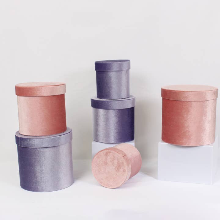 Elegant Design Supply - Wholesale Gift Box - Velvet Round Flower Hat Box with Lid
