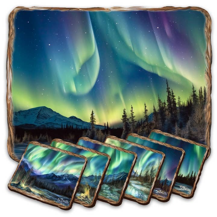 Northern Lights Placemat Set | Indoor Use | Wooden for wholesale by Designocracy