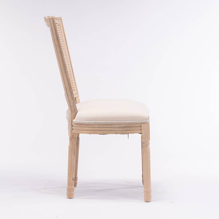 HOMYCASA DESIGN INC - Wholesale Chair - French Style SolidWoodRattanBack Dining Chair Set of 2 Cream3