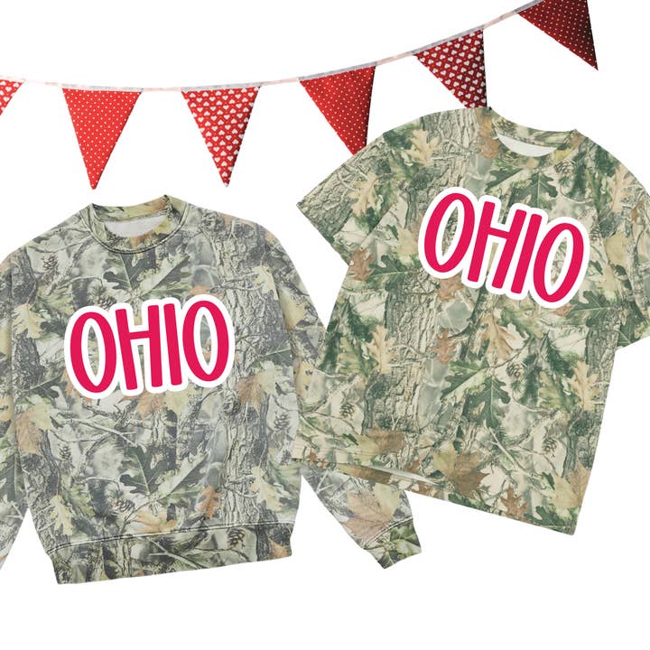 Sweatshirt et T-shirt camo personnalisés État Texas Ohio Alabama pour la vente par Simply Blush Wholesale