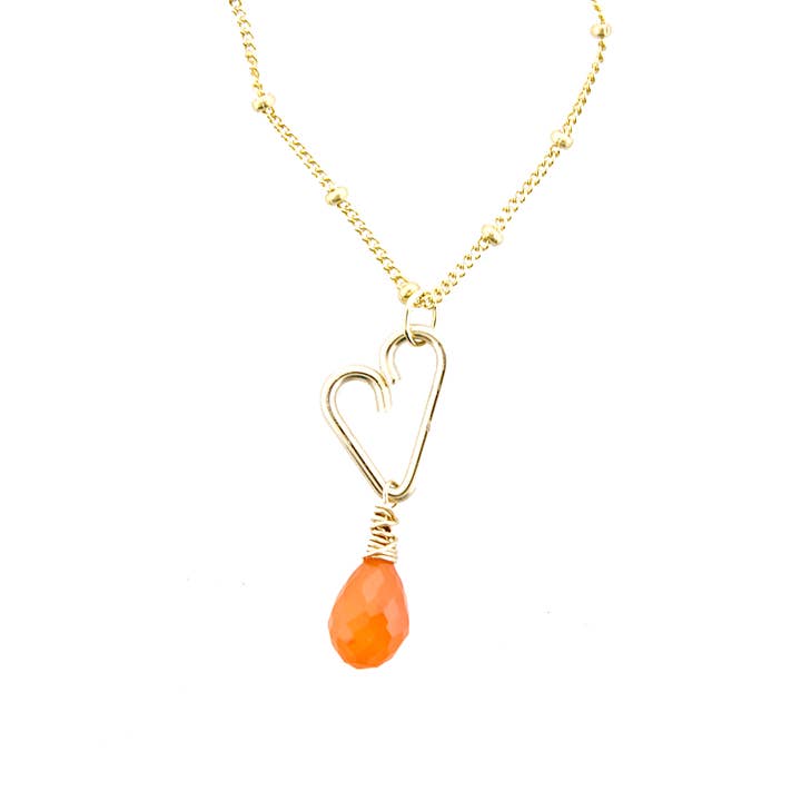 Collier Goutte Coeur - Cornaline pour la vente par Soul Stonz