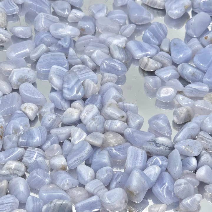 Distinction Crystals - Wholesale Spiritual Stone/Crystal - Malawi Blue Lace Agate Tumblestone Extra Small 100g Batch