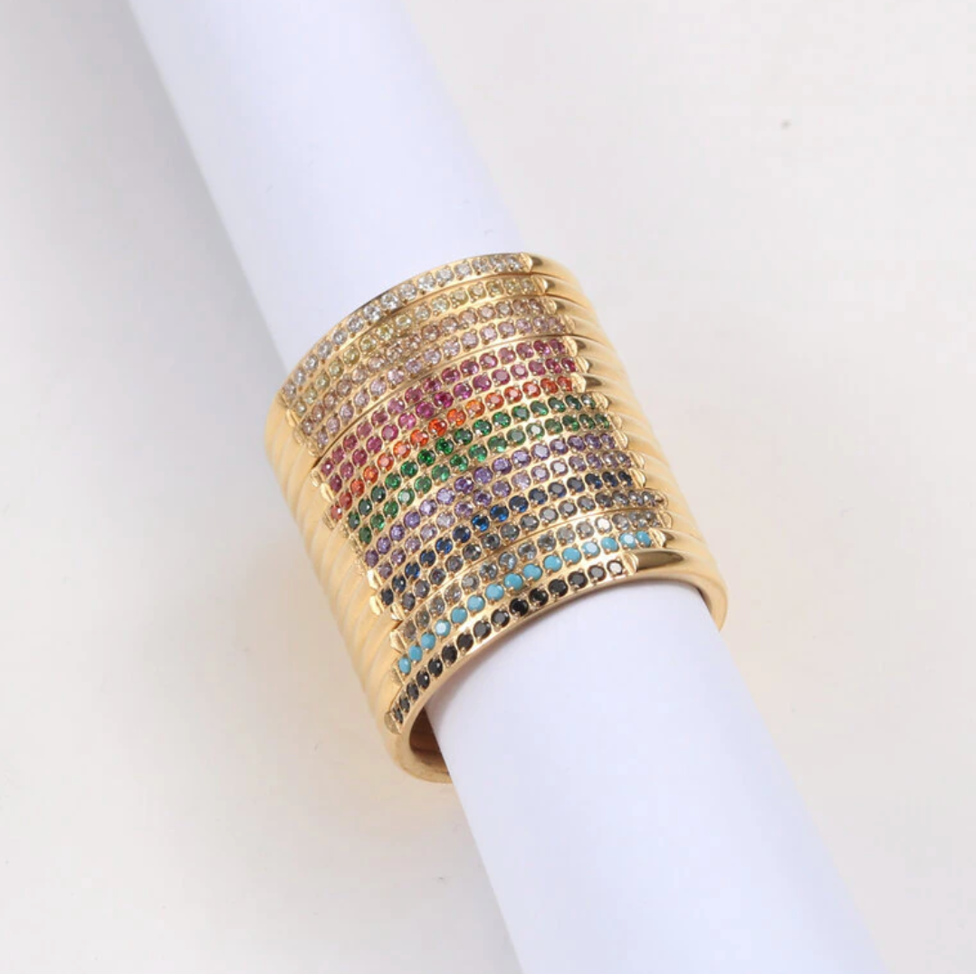 MeloMelo - Wholesale Multi-Stone Ring - Rimini - Dainty Multi-Colour Gold Stacking Rings1