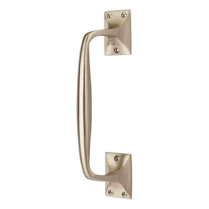Traditional Heavy Cast Offset Pull Handle - 250mm Centres - Satin Nickel for wholesale by Diybasket