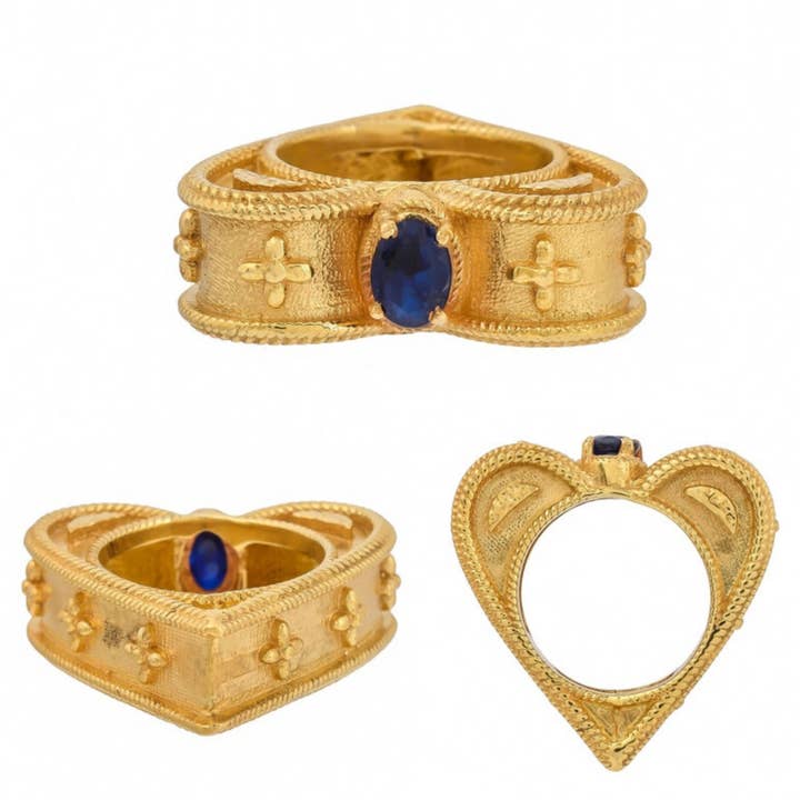 Blå safir 14K Gold Vermeil över 925 Sterling Silver Ring för wholesale av Misteerious Seed