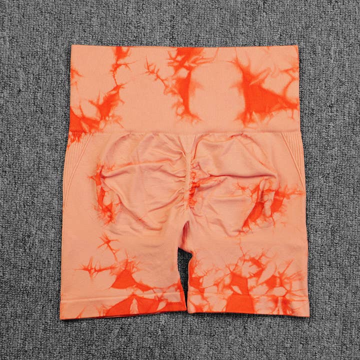 HIDDENBRAND - Wholesale Athletic Shorts - Women's - Seamless Tie Dye Yoga Pants High Stretch Gym Shorts