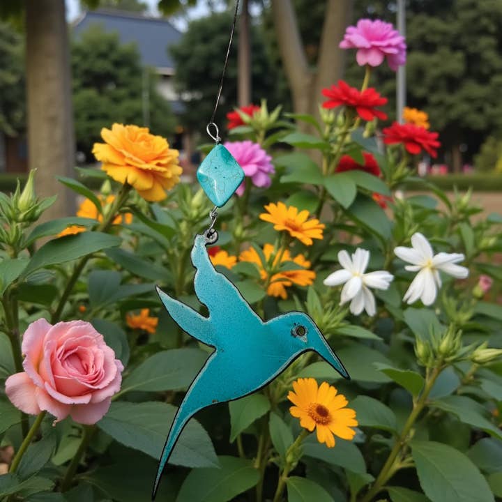 Ornamento da giardino mobile colibrì magnesite riciclato patio per la vendita all'ingrosso da parte di Iron Jewel