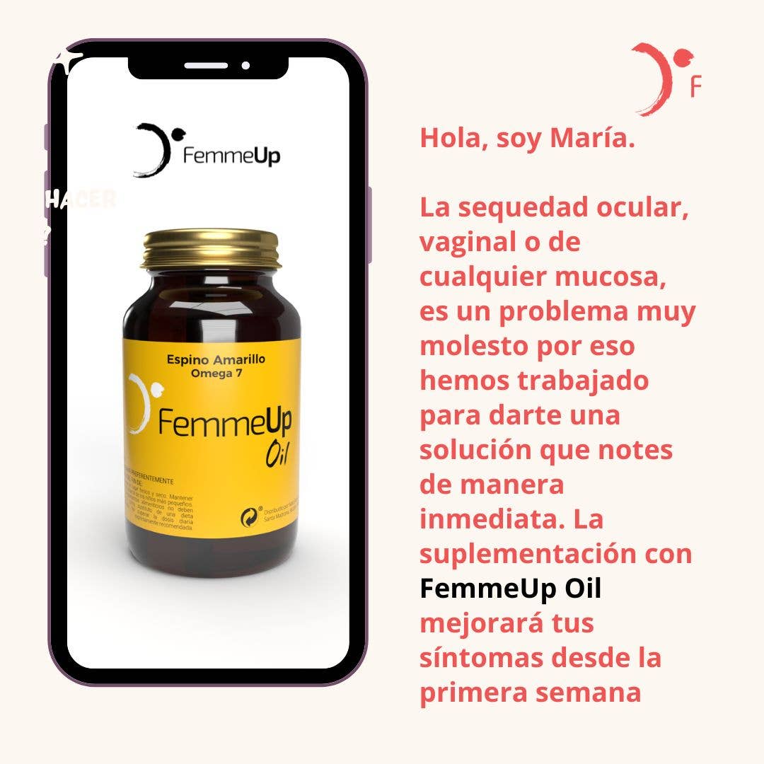 Femmeup - Wholesale Oral Supplement/Vitamin - Sea Buckthorn Oil Pearls. Omega 7. Repair and hydration of skin and mucous membranes to combat dryness, irritation, lesions, recurrent infections, and pain during sexual intercourse.6