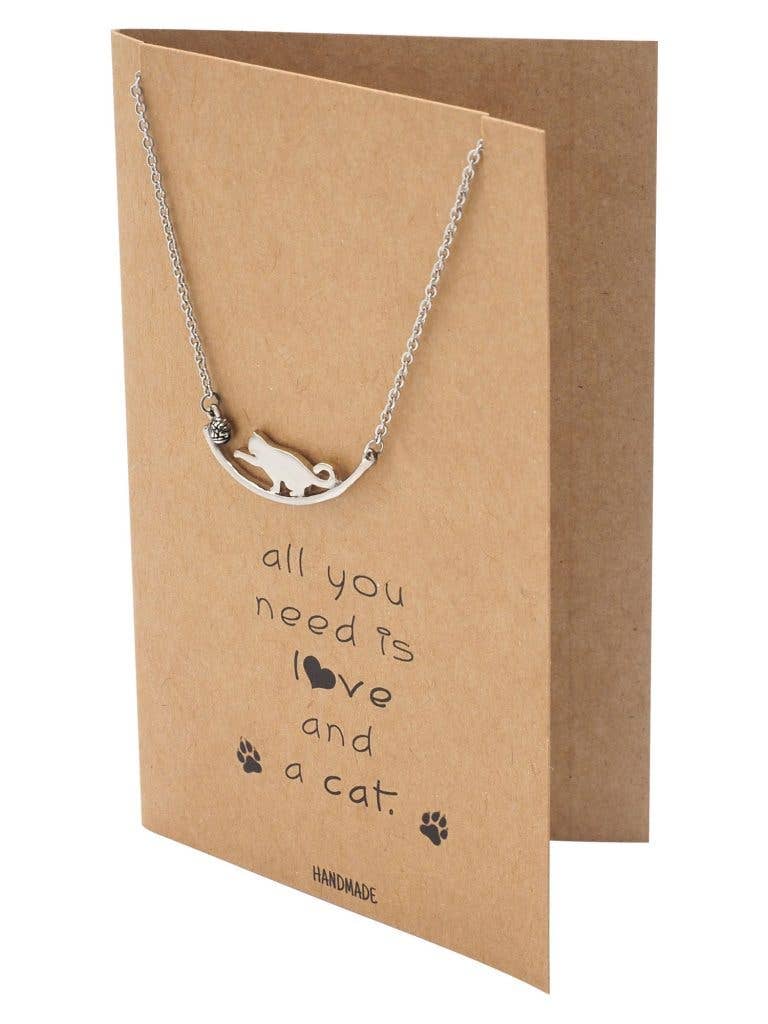 Quan Jewelry - Wholesale Pendant/Charm Necklace - Iliana Cat Necklace Quotes Greeting Card, Gifts for Cat Love2