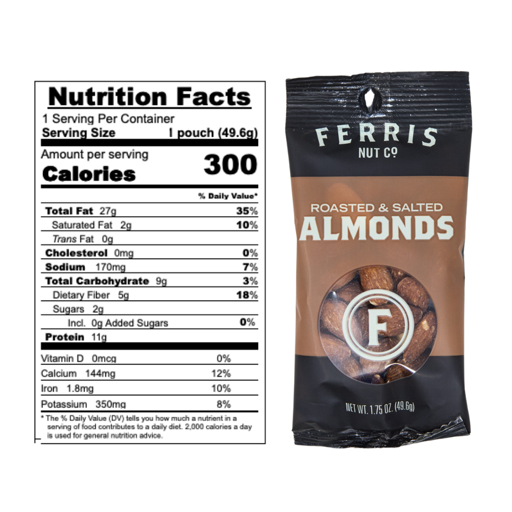 Ferris Coffee & Nut Co. - Wholesale Nuts - Almonds (Roasted Salted) 1.75 oz2