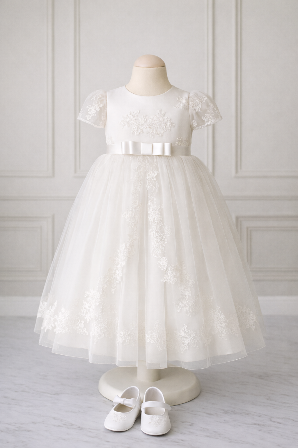 Bajabella – wholesale Klänning - Baby – Dopklänning vit, Blomsterflicka klänning, Dop3