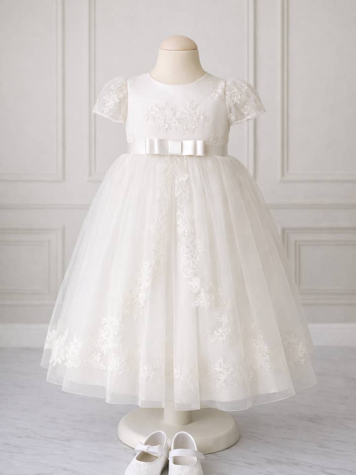 Bajabella – wholesale Klänning - Baby – Dopklänning vit, Blomsterflicka klänning, Dop3