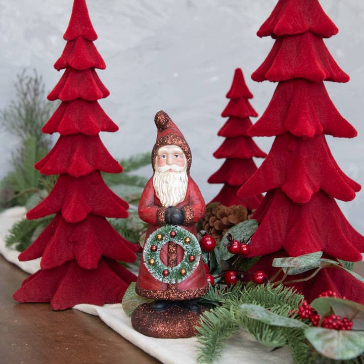 Ragon House - Wholesale Decorative Tabletop Object - 7.5" SIMPLE SANTA W/ WREATH