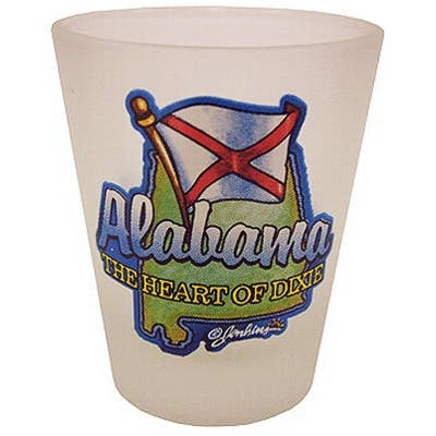 Jenkins Enterprises - Wholesale Flag - Alabama Shotglass Frosted Map & Flag
