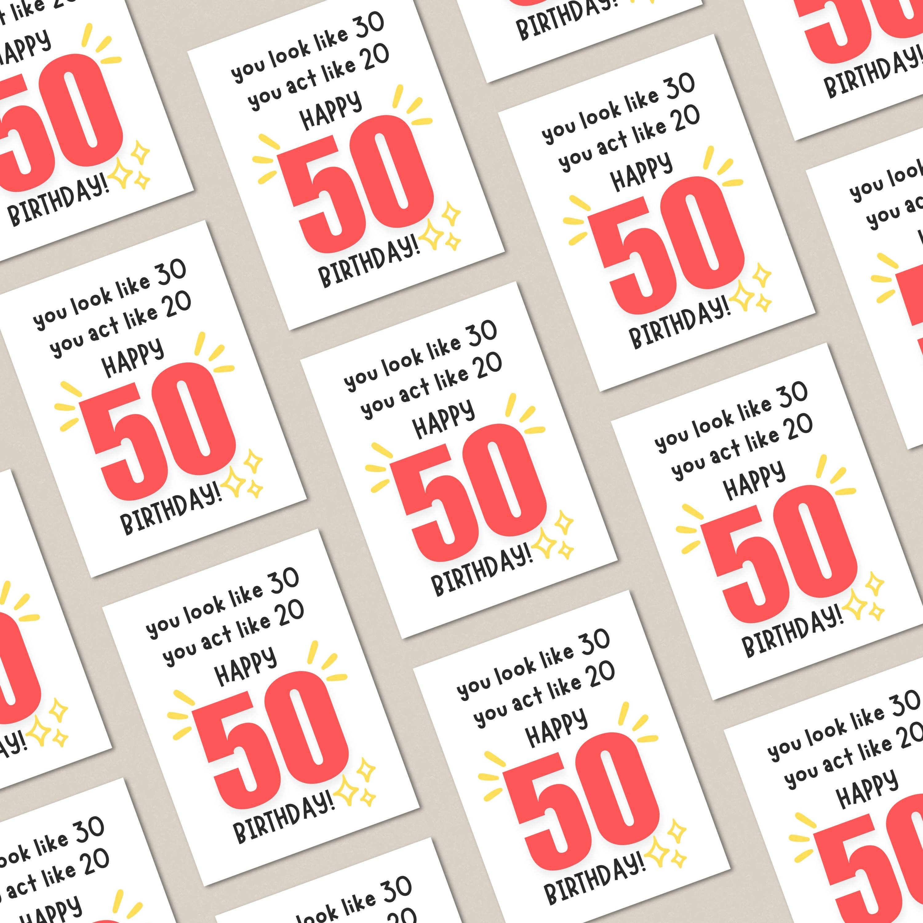 Feira Pop - Wholesale Birthday Card - You Look Like 30, You Act Like 20, Happy 60 Birthday Greeting Card2