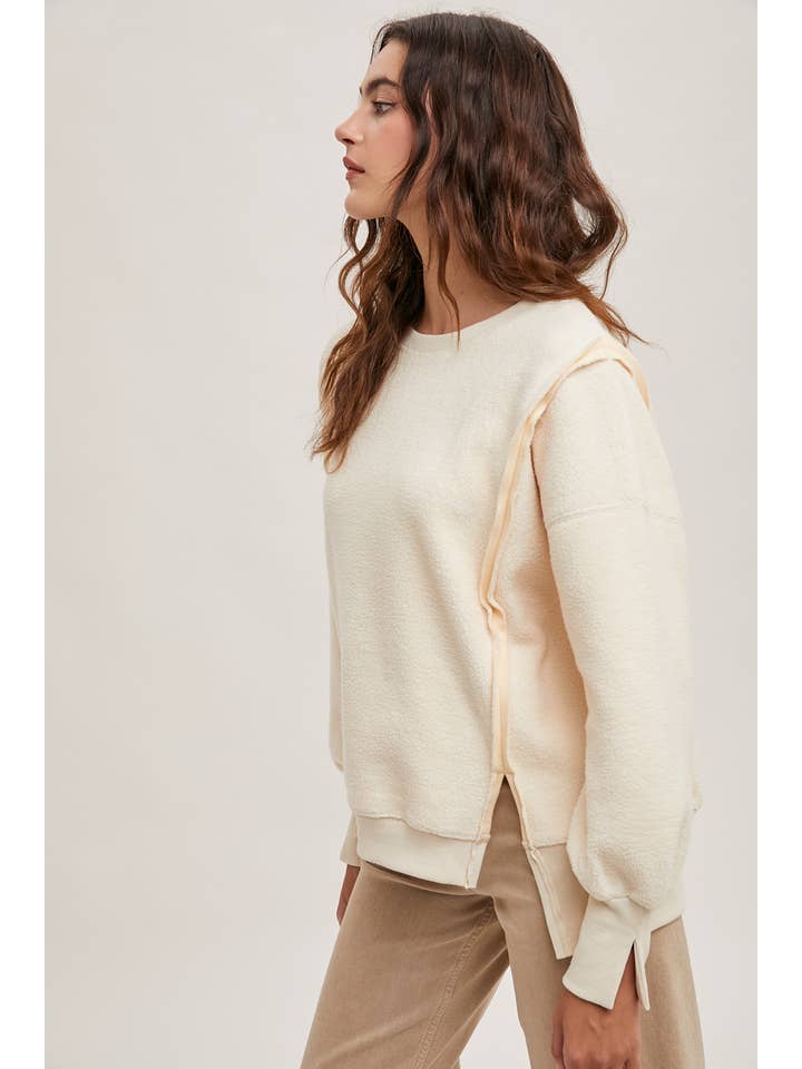 Peace Love Line – wholesale Sweatshirt - Dam – PL3896 - RUNDHALSAD TEDDYTRÖJA MED SLITSAR14