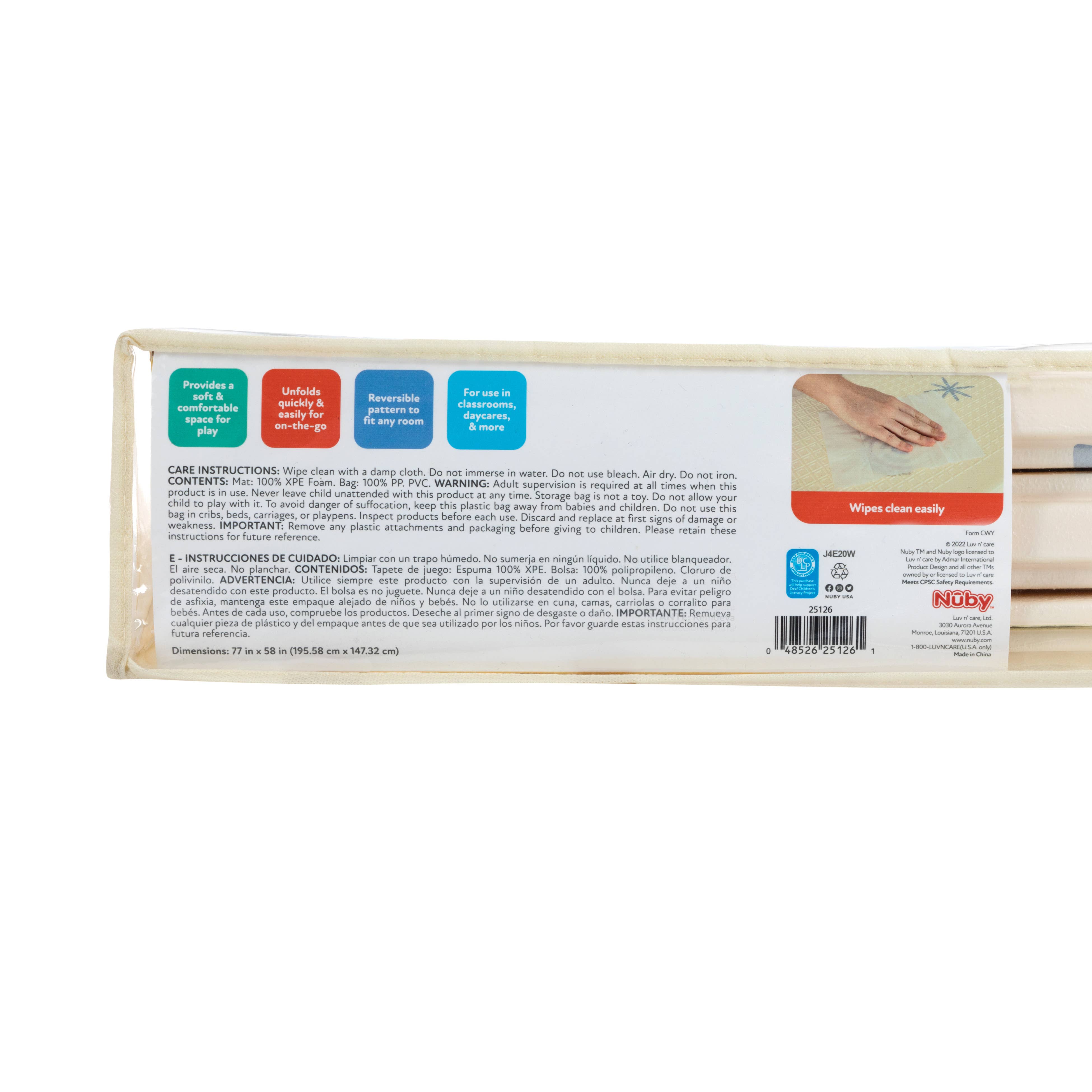 Nuby - Vente Tapis de jeu – enfant et bébé - Tapis de sol réversible pour enfants6